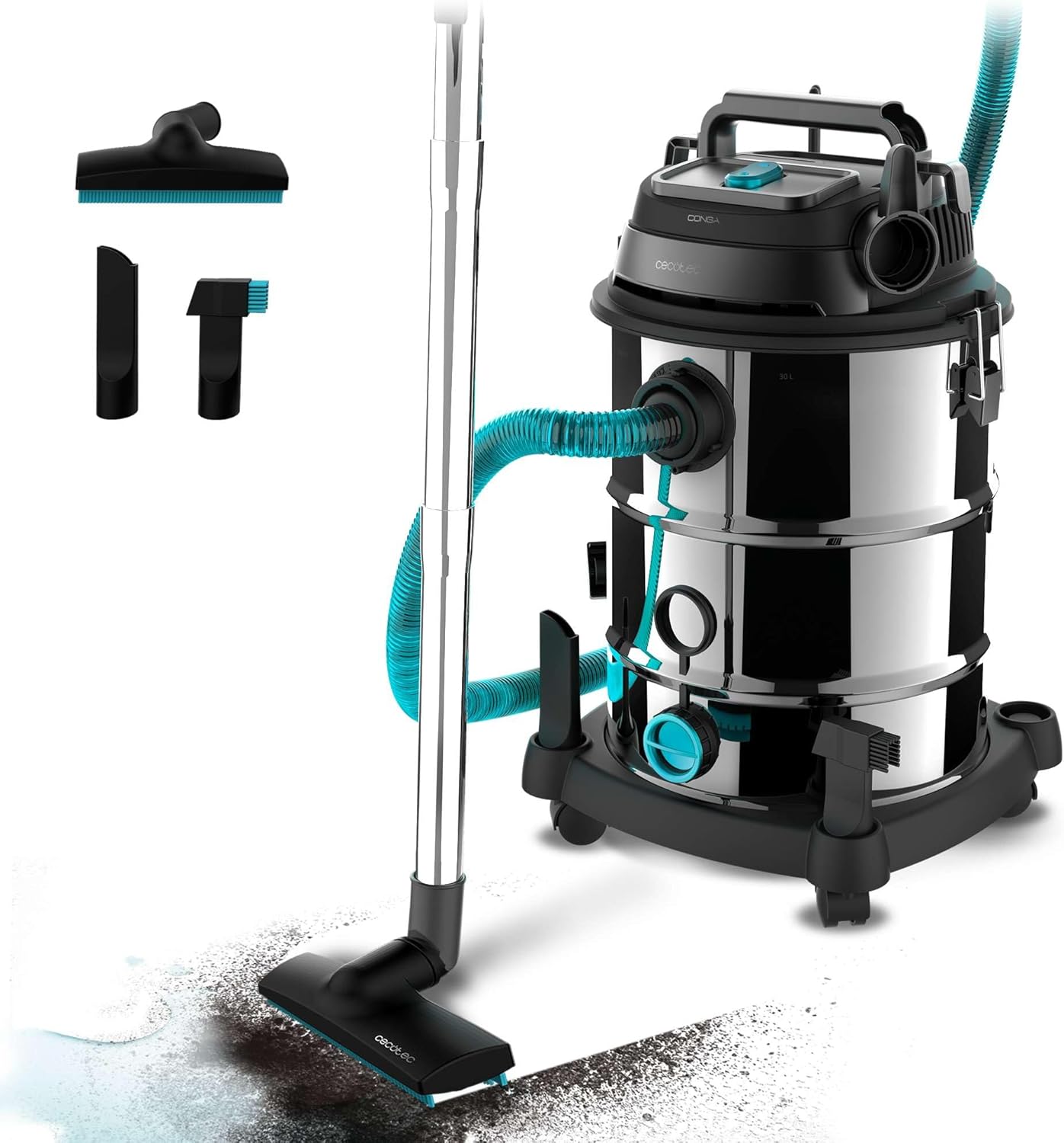 Cecotec Conga Rockstar Wet & Dry Steel Pro - Aspiratore Solidi e Liquidi 30L